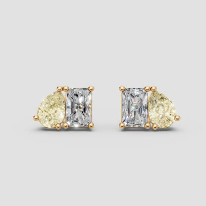 A pair of premium yellow pear earrings