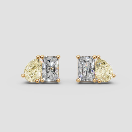A pair of premium yellow pear earrings